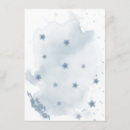 blauwe witte bloemen groene zitkaart informatiekaartje (Achterkant)