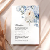 Blauwe & Witte Bloemen Huwelijksreceptie Informatiekaartje