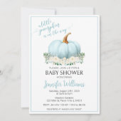 Blauwe witte bloemen kleine pompoen baby jongen do kaart (Voorkant)