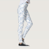 Blauwe witte bloemen leggings (Rechts)