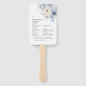 Blauwe & Witte Bloemen Trouwprogramma Handwaaier (Achterkant)