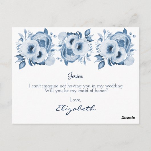 Blauwe witte bloemen zijn mijn eerwemiddel briefkaart (Achterkant)