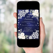 Blauwe witte bloemendiamant 60ste huwelijksverjaar kaart