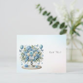 Blauwe Witte Bloemenvase Briefkaart (Staand voorkant)