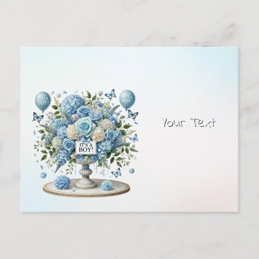 Blauwe Witte Bloemenvase Briefkaart (Voorkant)