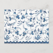 Blauwe witte bloemvogel Indonesisch sarongpatroon Briefkaart (Voorkant)