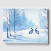 Blauwe Witte Bomen Konijnen Winter Wedding Guest B Gastenboek (Achterkant)