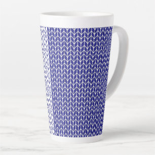 BLAUWE & WITTE BREI Hoge mok voor latte
