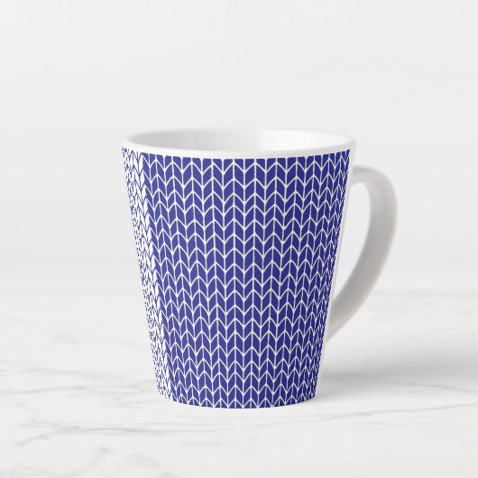 BLAUWE & WITTE BREI Latte mok (Rechterhoek)