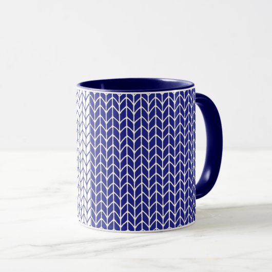 BLAUWE & WITTE BREI Navy Combo Mok (Voorkant rechts)