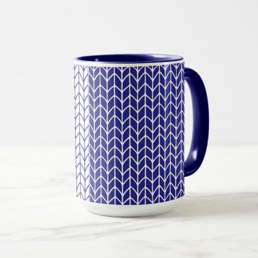 BLAUWE & WITTE BREI Navy Combo Mok (Voorkant rechts)