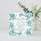 Blauwe witte bruiloft verloving kaart (Staand voorkant)