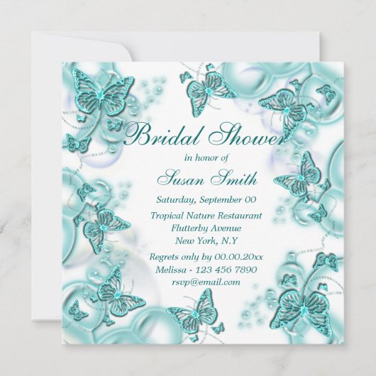 Blauwe witte bruiloft verloving kaart (Voorkant)