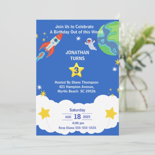 Blauwe Witte Buitenruimte Vervroeging dag Kaart (Staand voorkant)