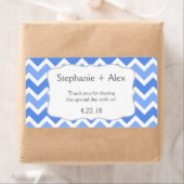 Blauwe & Witte Chevron Waterfles - pas het aan! Etiket (Insitu)