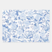 Blauwe witte Chinoiserie vogels & Floral Porcelain Inpakpapier Vel (Voorkant)