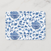 Blauwe witte chinoserie Bunny Boeken voor Baby sho Informatiekaartje (Achterkant)