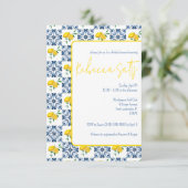 Blauwe witte citroen mediterrane Tegel Vrijgezelle Kaart (Staand voorkant)