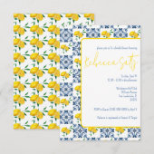 Blauwe witte citroen mediterrane Tegel Vrijgezelle Kaart (Voorkant / Achterkant)