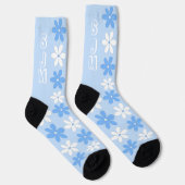BLAUWE WITTE DAISY-STROOMSTROOM MONOGRAM-INITIALEN SOKKEN (Rechts)