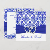 Blauwe, witte Damask-stellen Shower Invitation Kaart (Voorkant / Achterkant)