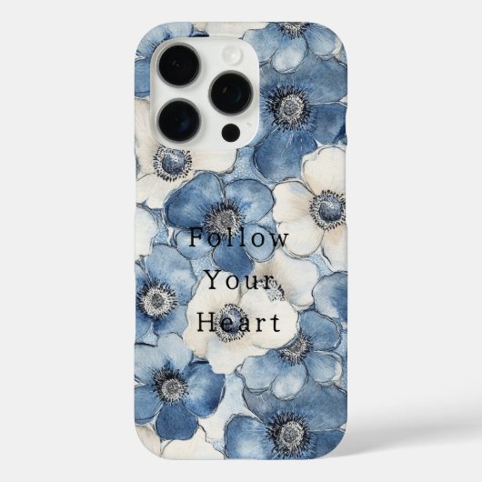 Blauwe witte denim bloemen Case-Mate iPhone case (Achterkant)