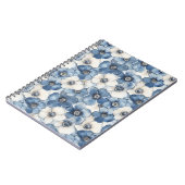 Blauwe witte denim bloemen notitieboek (Linkerzijde)