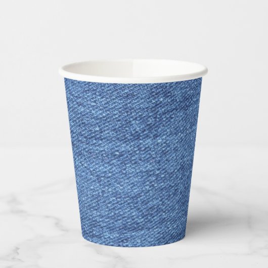Blauwe witte denim textuur Bekijk de Afbeelding Cu Papieren Bekers (Links)