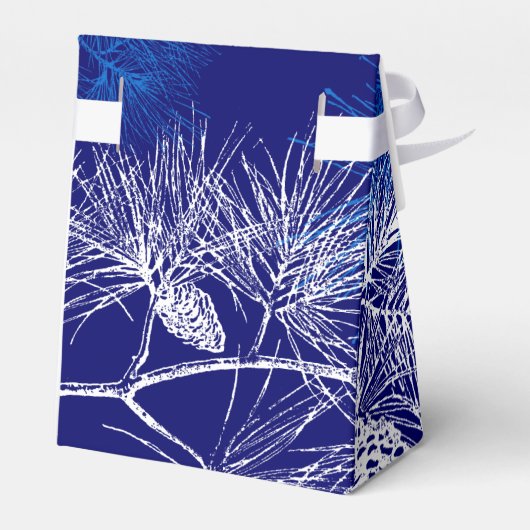 Blauwe witte dennenvakantie feestje gunstbox bedankdoosjes (Achterkant)