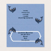  blauwe witte dolfijnen op lichtblauw visitekaartje (Buitenkant ongevouwen)
