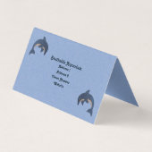  blauwe witte dolfijnen op lichtblauw visitekaartje (Achterkant)