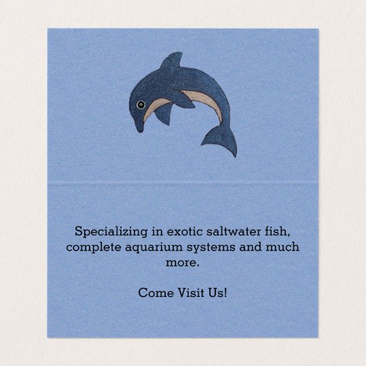 blauwe witte dolfijnen op lichtblauw visitekaartje (Binnenkant ongevouwen)