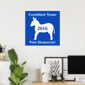 Blauwe witte Donkey Stemming democratische kandida Poster (Thuiskantoor)