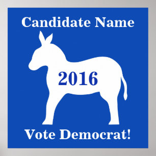 Blauwe witte Donkey Stemming democratische kandida Poster