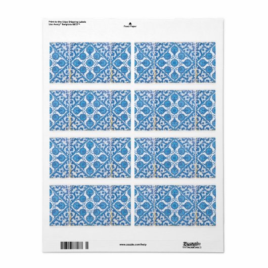 Blauwe witte drift cornflower labels (Full Sheet)