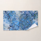 Blauwe witte druppels abstractie bad handdoek (Handdoek)
