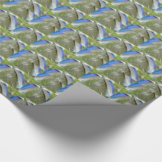 Blauwe witte duck Feathers, Animal, Bird Cadeaupapier (Hoek)