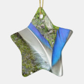 Blauwe witte duck Feathers, Animal, Bird Keramisch Ornament (Links)