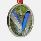 Blauwe witte duck Feathers, Animal, Bird Metalen Ornament (Rechts)