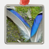 Blauwe witte duck Feathers, Animal, Bird Metalen Ornament (Voorkant)
