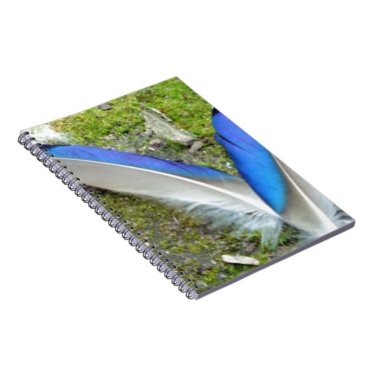 Blauwe witte duck Feathers, Animal, Bird Notitieboek (Rechterzijde)