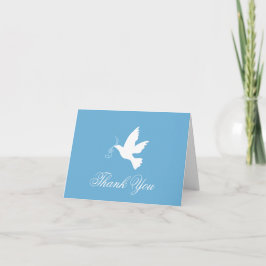 Blauwe & witte duif vogel bruiloft dank u kaart
