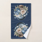 Blauwe, witte en beige Peony-handdoekset Bad Handdoek (Handdoek)
