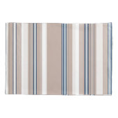 Blauwe, witte en beige strepen met zwarte accenten kussensloop (Achterkant-Links)