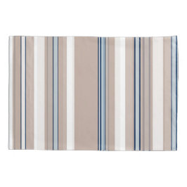 Blauwe, witte en beige strepen met zwarte accenten kussensloop