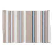 Blauwe, witte en beige strepen met zwarte accenten kussensloop (Achterkant-Rechts)