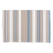 Blauwe, witte en beige strepen met zwarte accenten kussensloop (Voorkant-Links)