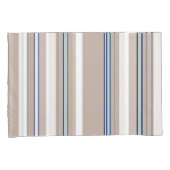 Blauwe, witte en beige strepen met zwarte accenten kussensloop (Voorkant-Rechts)