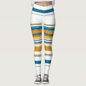 Blauwe witte en gele strepen leggings (Voorkant)