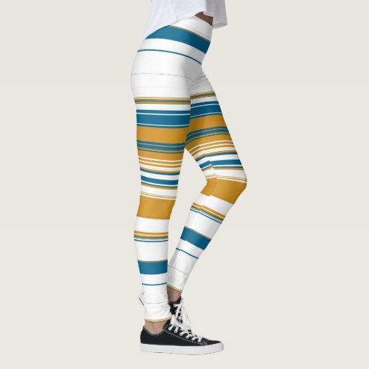 Blauwe witte en gele strepen leggings (Rechts)
